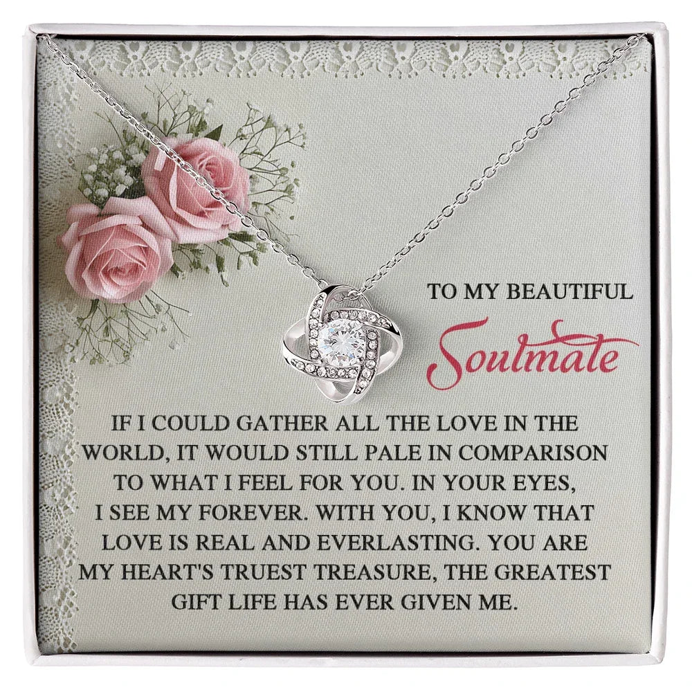 To My Soulmate: Romantic Love Knot Necklace with Sentimental Message