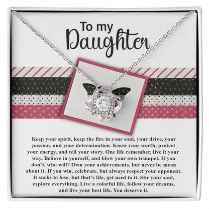 Gift for Daughter - Keep The Fire - Love Knot Pendant Necklace - Mallard Moon Gift Shop