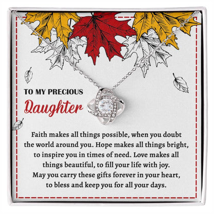 Daughter - Fill Your Life - Love Knot Pendant Necklace - Mallard Moon Gift Shop