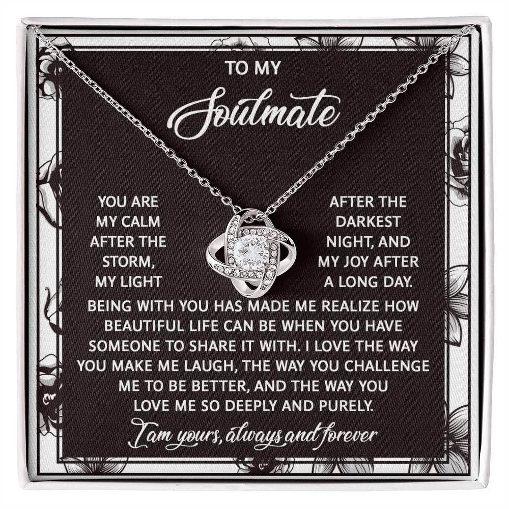 To My Soulmate - My Calm After the Storm Love Knot Necklace – A Romantic Valentine’s Day Gift with a Heartfelt Message