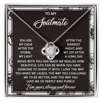 To My Soulmate - My Calm After the Storm Love Knot Necklace – A Romantic Valentine’s Day Gift with a Heartfelt Message - Mallard Moon Gift Shop