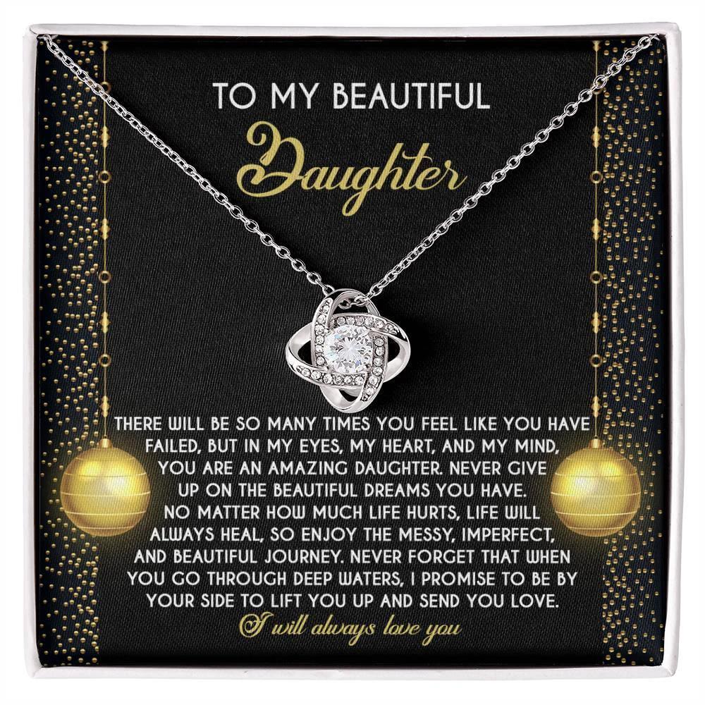 Gift for Daughter - Deep Waters - Love Knot Pendant Necklace