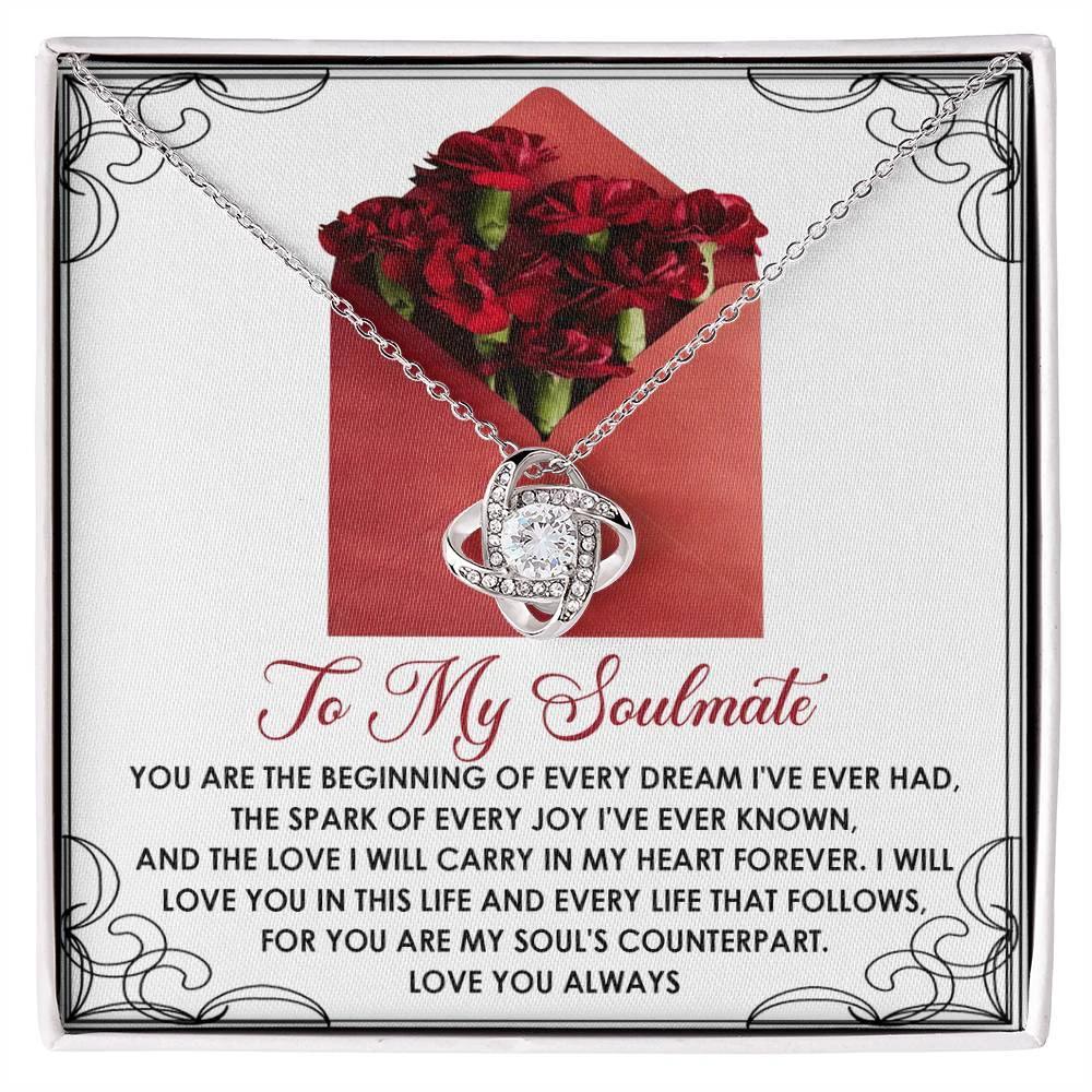 Romantic Anniversary, Valentine's Day Gift for Soulmate, Wife, Girlfriend - Carry In My Heart Forever - Love Knot Pendant Necklace