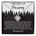 Apology Gift for Girlfriend, Wife, Soulmate - Sorry, By My Thoughts - Love Knot Pendant Necklace