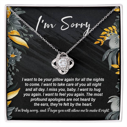 Gift for Girlfriend, Wife - Sorry, Be Your Pillow - Love Knot Pendant Necklace - Mallard Moon Gift Shop