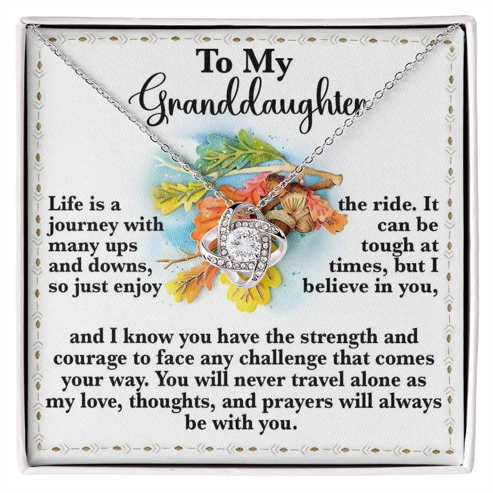 Gift for Granddaughter - Never Travel Alone - Love Knot Pendant Necklace - Mallard Moon Gift Shop