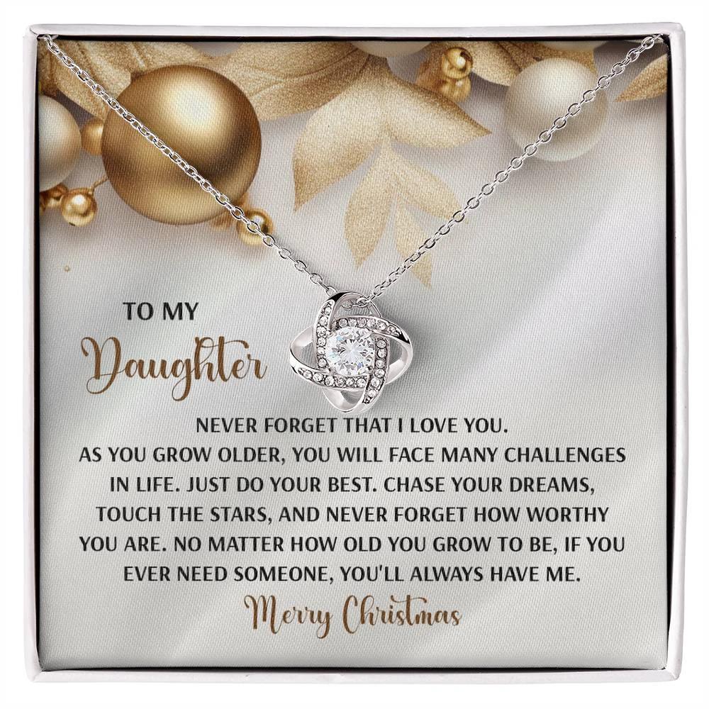 Gift for Daughter - How Worthy - Love Knot Pendant Necklace Christmas Present