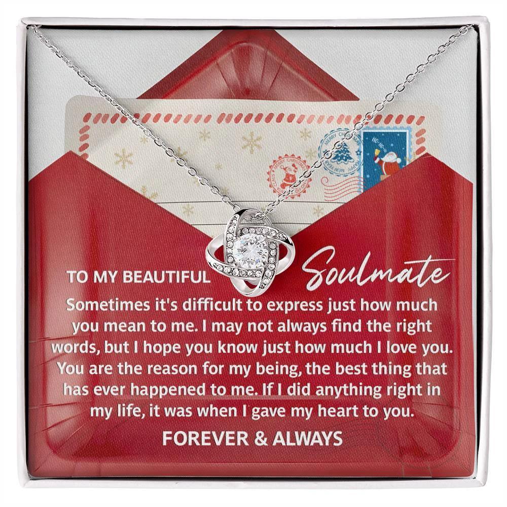 Soulmate Love Knot Necklace – “Forever & Always” Letter-Inspired Romantic Gift for Her