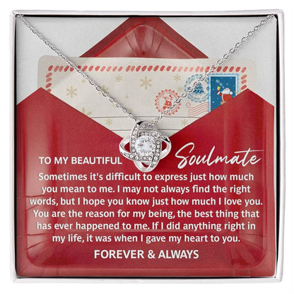 Gift for Soulmate - Right Words - Love Knot Pendant Necklace - Mallard Moon Gift Shop