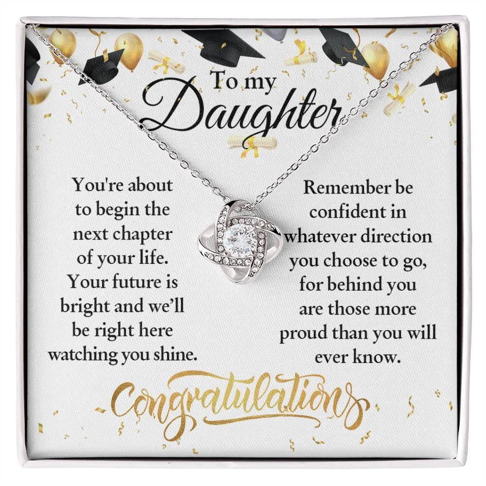Daughter Congratulations on Your Graduation Your Future is Bright Love Knot Pendant Necklace