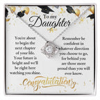 Daughter Congratulations on Your Graduation Your Future is Bright Love Knot Pendant Necklace