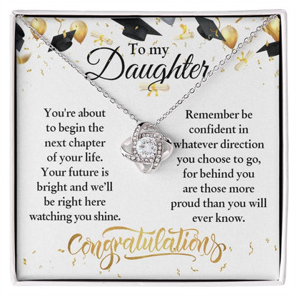 Daughter Congratulations on Your Graduation Your Future is Bright Love Knot Pendant Necklace - Mallard Moon Gift Shop