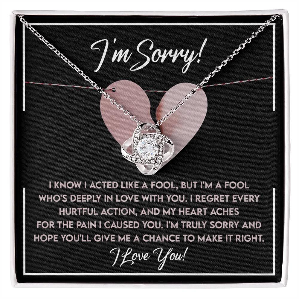 Apology Gift for Girlfriend, Wife, Soulmate - Sorry, Deeply In Love - Love Knot Pendant Necklace