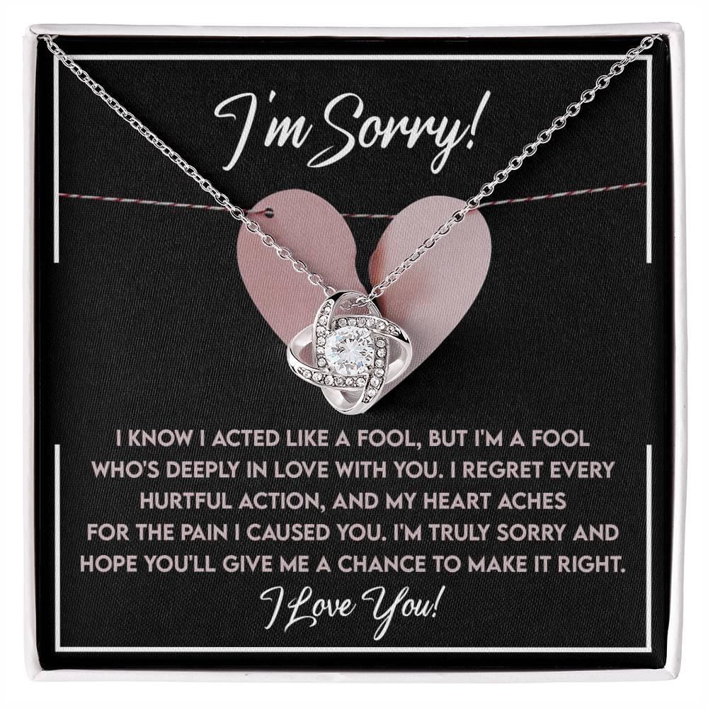 Apology Gift for Girlfriend, Wife, Soulmate - Sorry, Deeply In Love - Love Knot Pendant Necklace - Mallard Moon Gift Shop