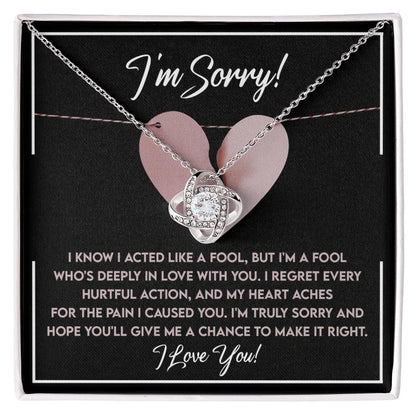 Apology Gift for Girlfriend, Wife, Soulmate - Sorry, Deeply In Love - Love Knot Pendant Necklace - Mallard Moon Gift Shop