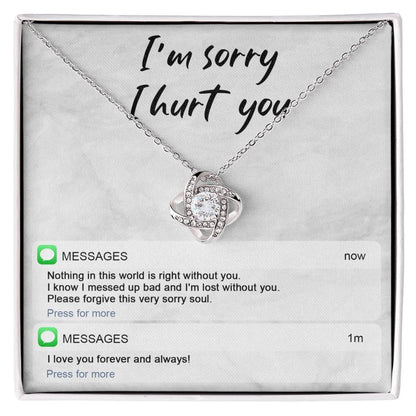 Gift for Girlfriend, Wife - Sorry, Lost Without You - Love Knot Pendant Necklace - Mallard Moon Gift Shop