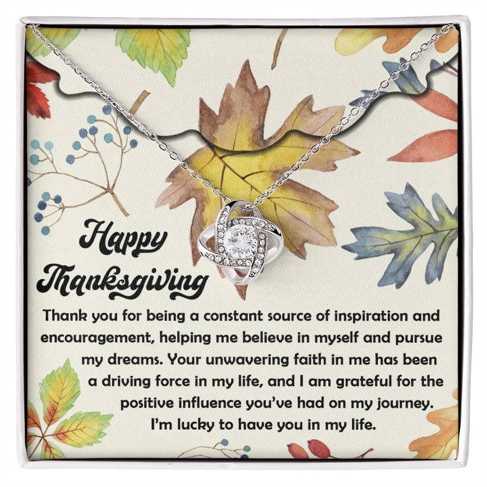 Thanksgiving Gift for Her – “On My Journey” Love Knot Necklace with Message Card | Inspirational Gratitude Gift for Mom, Mentor, or Friend