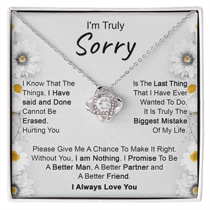 Apology Gift for Girlfriend, Wife, Soulmate - I’m Truly Sorry - Love Knot Pendant Necklace - Mallard Moon Gift Shop