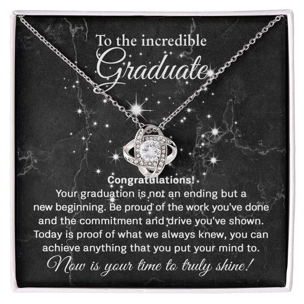 Daughter Graduation Milestone Gift You Can Achieve Anything Love Knot Pendant Necklace