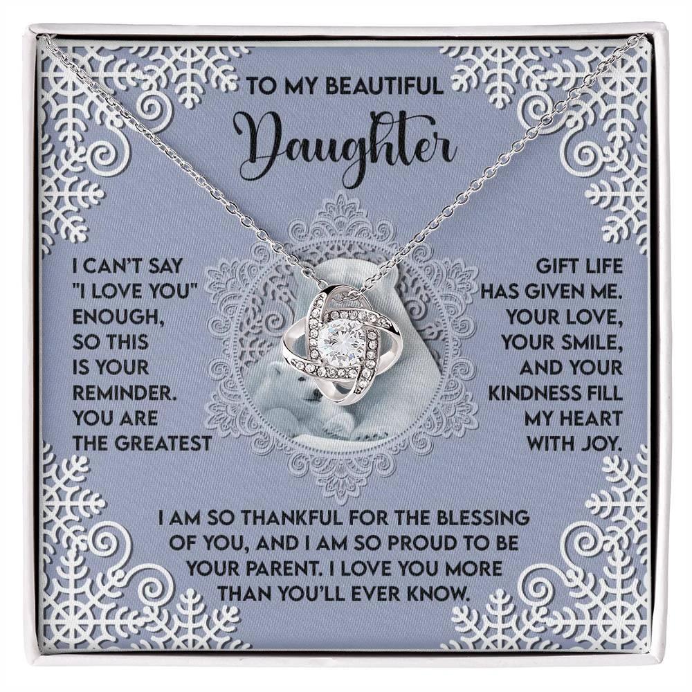 Gift for Daughter - Fill My Heart My Heart With Joy - Love Knot Pendant Necklace