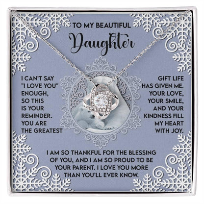 Gift for Daughter - Fill My Heart - Love Knot Pendant Necklace - Mallard Moon Gift Shop