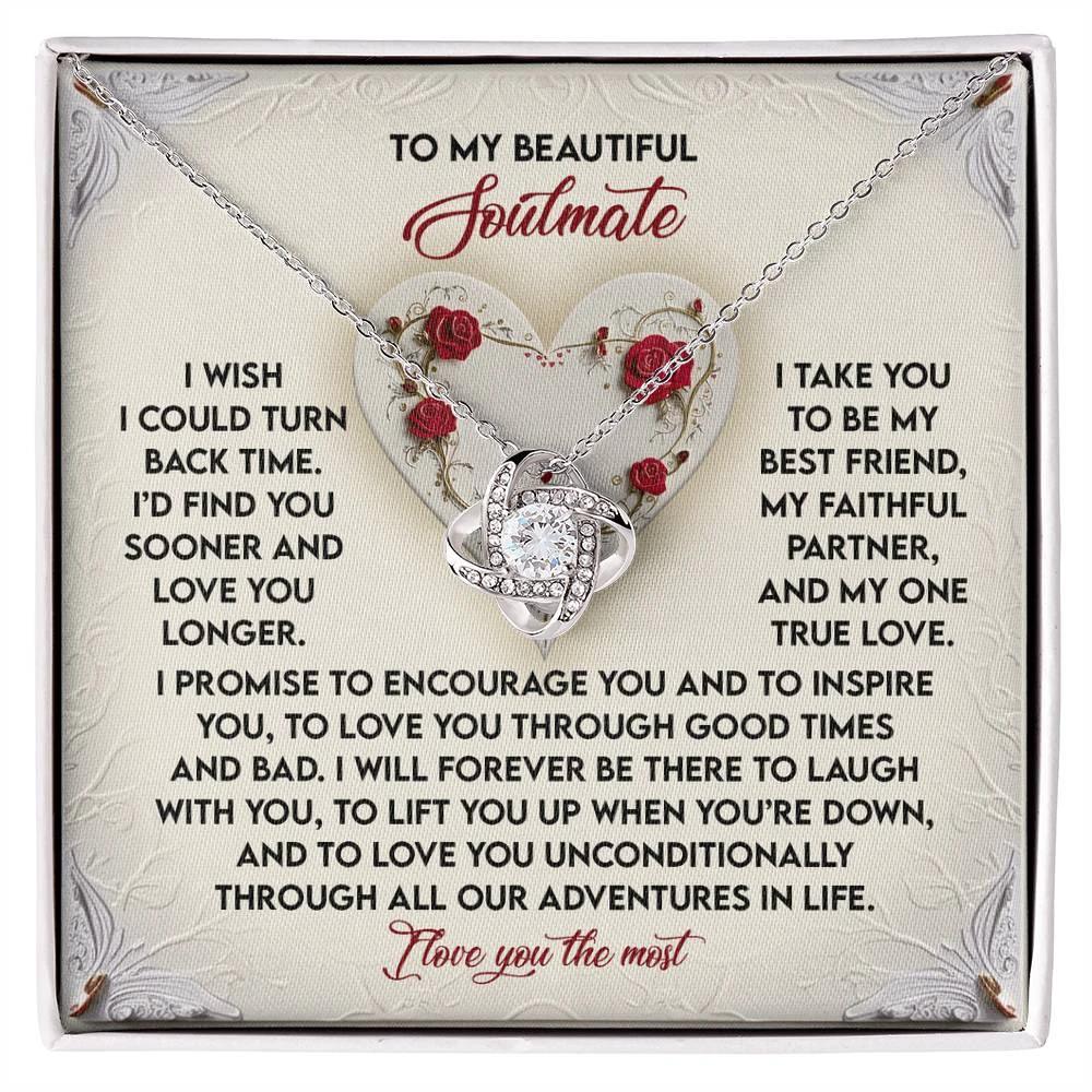 Romantic Anniversary, Valentine's Day Gift for Soulmate, Wife, Girlfriend - Laugh With You - Love Knot Pendant Necklace