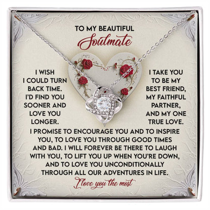 Romantic Anniversary, Valentine's Day Gift for Soulmate, Wife, Girlfriend - Laugh With You - Love Knot Pendant Necklace - Mallard Moon Gift Shop