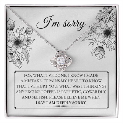 Apology Gift for Girlfriend, Wife, Soulmate - Sorry, Made A Mistake - Love Knot Pendant Necklace - Mallard Moon Gift Shop