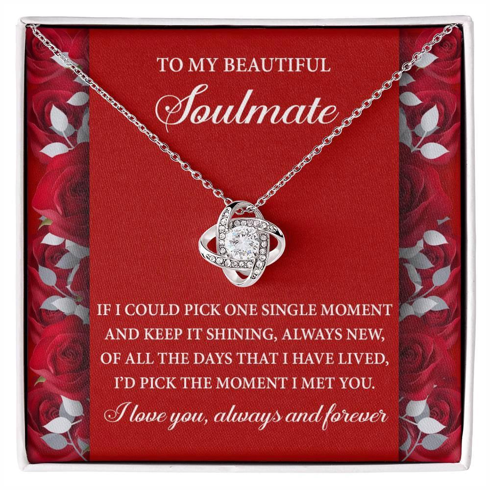 Romantic Anniversary, Valentine's Day Gift for Soulmate, Wife, Girlfriend - The Moment I Met You - Love Knot Pendant Necklace