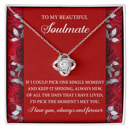 Romantic Anniversary, Valentine's Day Gift for Soulmate, Wife, Girlfriend - The Moment I Met You - Love Knot Pendant Necklace - Mallard Moon Gift Shop