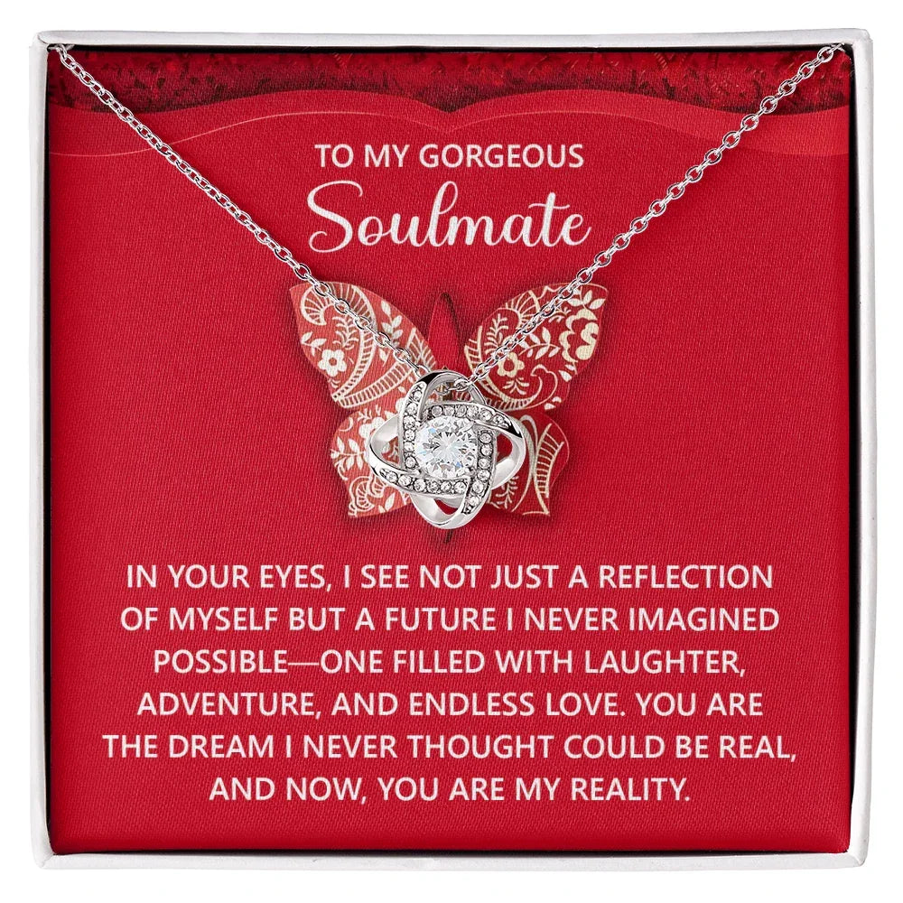 Gift for Soulmate - Endless Love - Romantic Love Knot Necklace with Sentimental Message