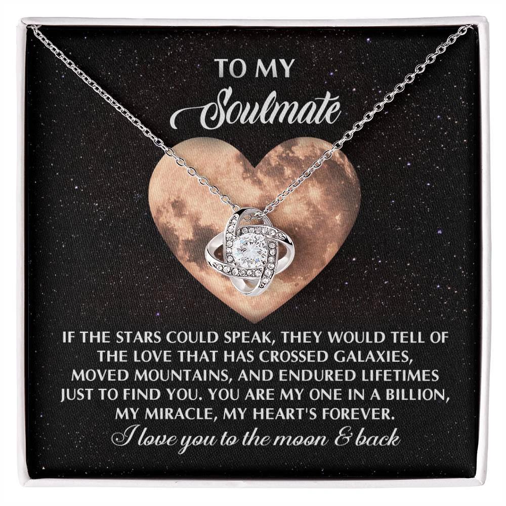 Romantic Gift for Soulmate, Wife or Girlfriend - I Love You to the Moon and Back - Love Knot Pendant Necklace