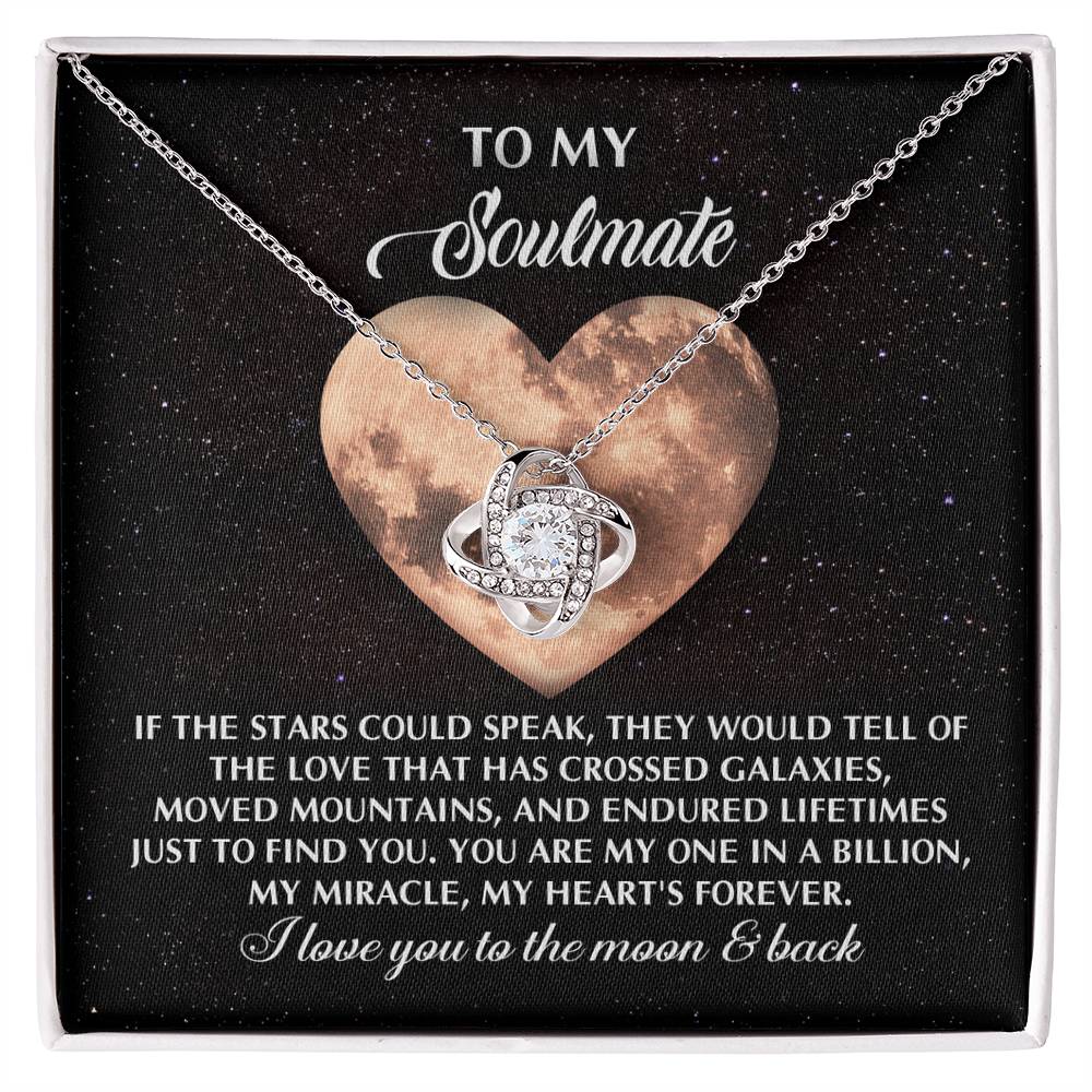 Romantic Gift for Soulmate, Wife or Girlfriend - I Love You to the Moon and Back - Love Knot Pendant Necklace - Mallard Moon Gift Shop