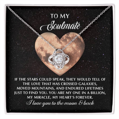 Romantic Gift for Soulmate, Wife or Girlfriend - I Love You to the Moon and Back - Love Knot Pendant Necklace - Mallard Moon Gift Shop
