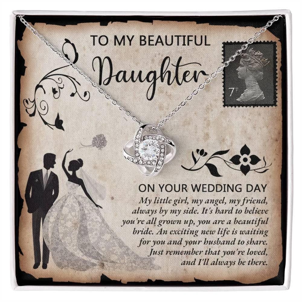 Daughter Wedding Day Gift - Beautiful Bride Love Knot Pendant Necklace