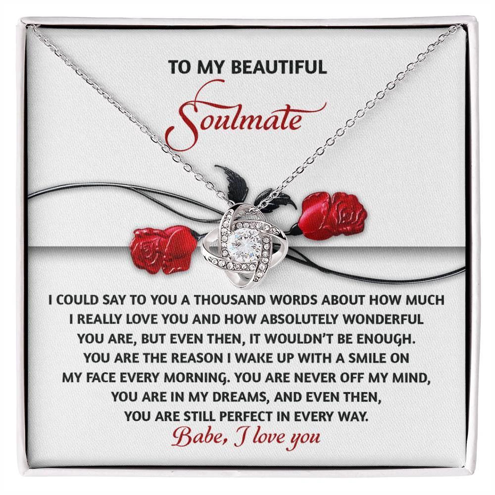 Romantic Anniversary, Valentine's Day Gift for Soulmate, Wife, Girlfriend - Wake Up With a Smile - Love Knot Pendant Necklace
