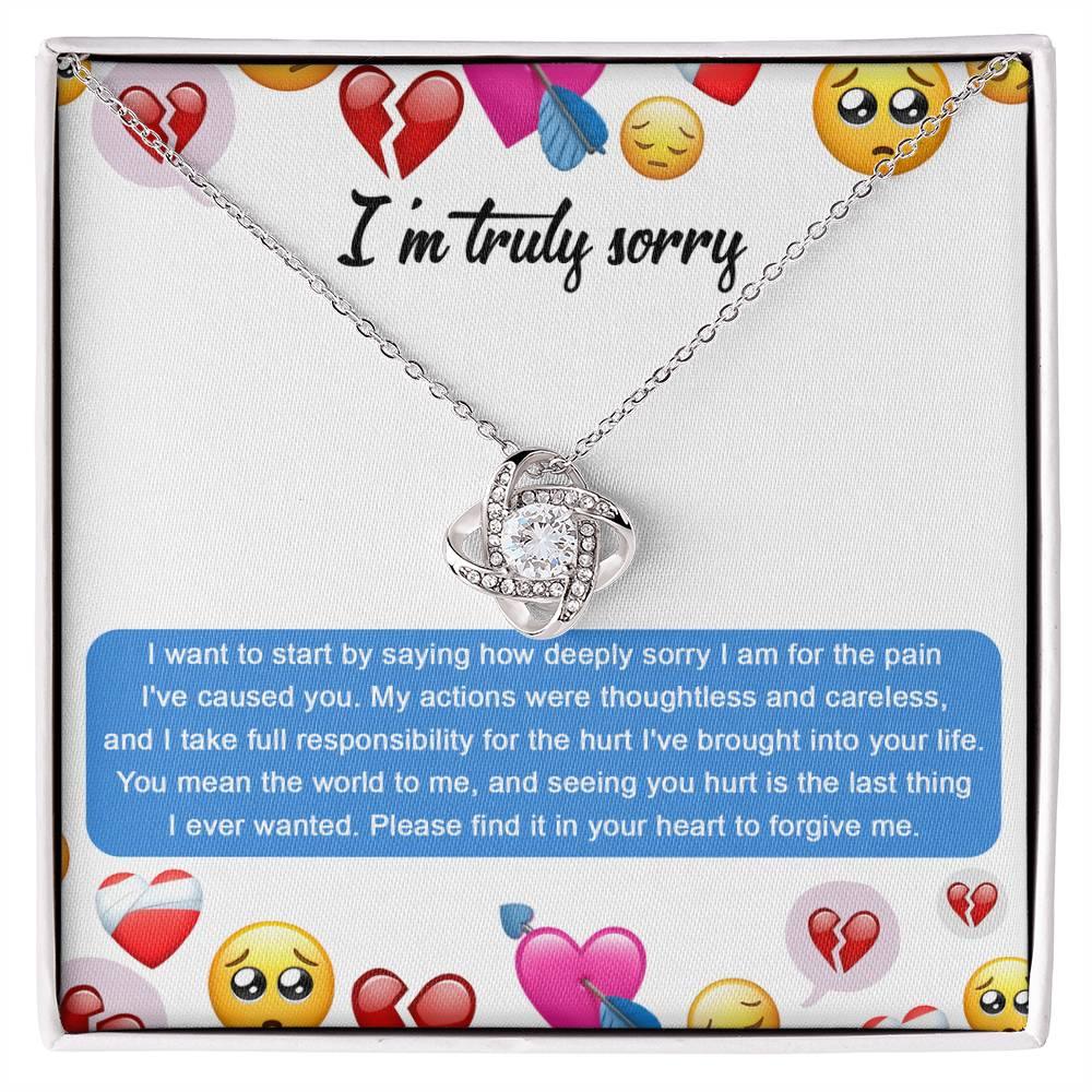 Apology Gift for Girlfriend, Wife, Soulmate - Sorry, How Deeply Sorry - Love Knot Pendant Necklace - Mallard Moon Gift Shop