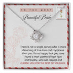 To The Beautiful Bride Wedding Gift Love Knot Pendant Necklace