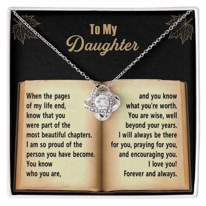 Daughter - Beyond Your Years - Love Knot Pendant Necklace - Mallard Moon Gift Shop