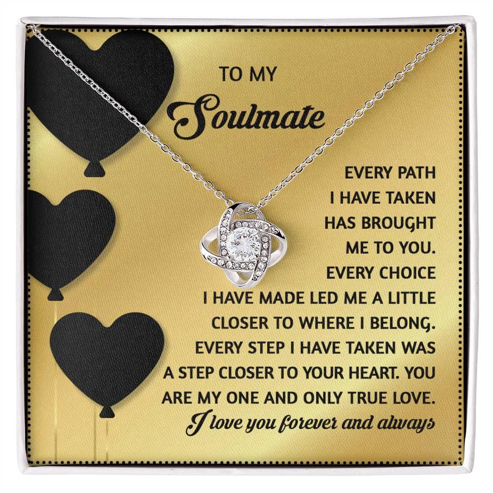 Gift for Soulmate - A Step Closer - Love Knot Pendant Necklace - A Romantic Valentine’s Gift for Your One True Love