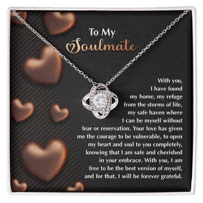 To My Soulmate" Love Knot Necklace – A Heartfelt Valentine’s Day Gift for Your Safe Haven and Forever Love - Mallard Moon Gift Shop