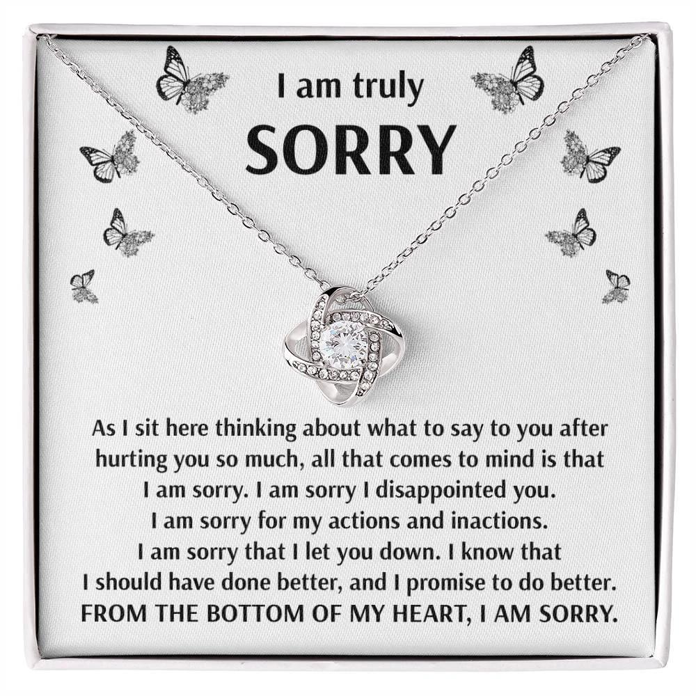 Apology Gift for Girlfriend, Wife, Soulmate - Sorry, Done Better - Love Knot Pendant Necklace