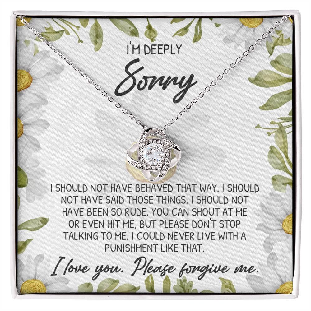 Apology Gift for Girlfriend, Wife, Soulmate-Sorry, Please Don't Stop Talking - Love Knot Pendant Necklace - Mallard Moon Gift Shop