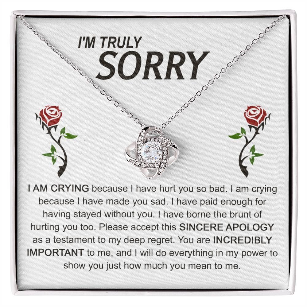 Apology Gift for Girlfriend, Wife, Soulmate - Sorry, Made You Sad - Love Knot Pendant Necklace - Mallard Moon Gift Shop