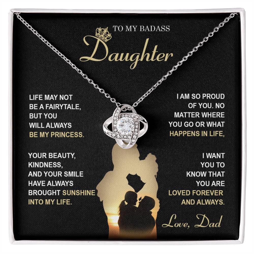 Daughter Gift from Dad - Be My Princess - Love Knot Pendant Necklace