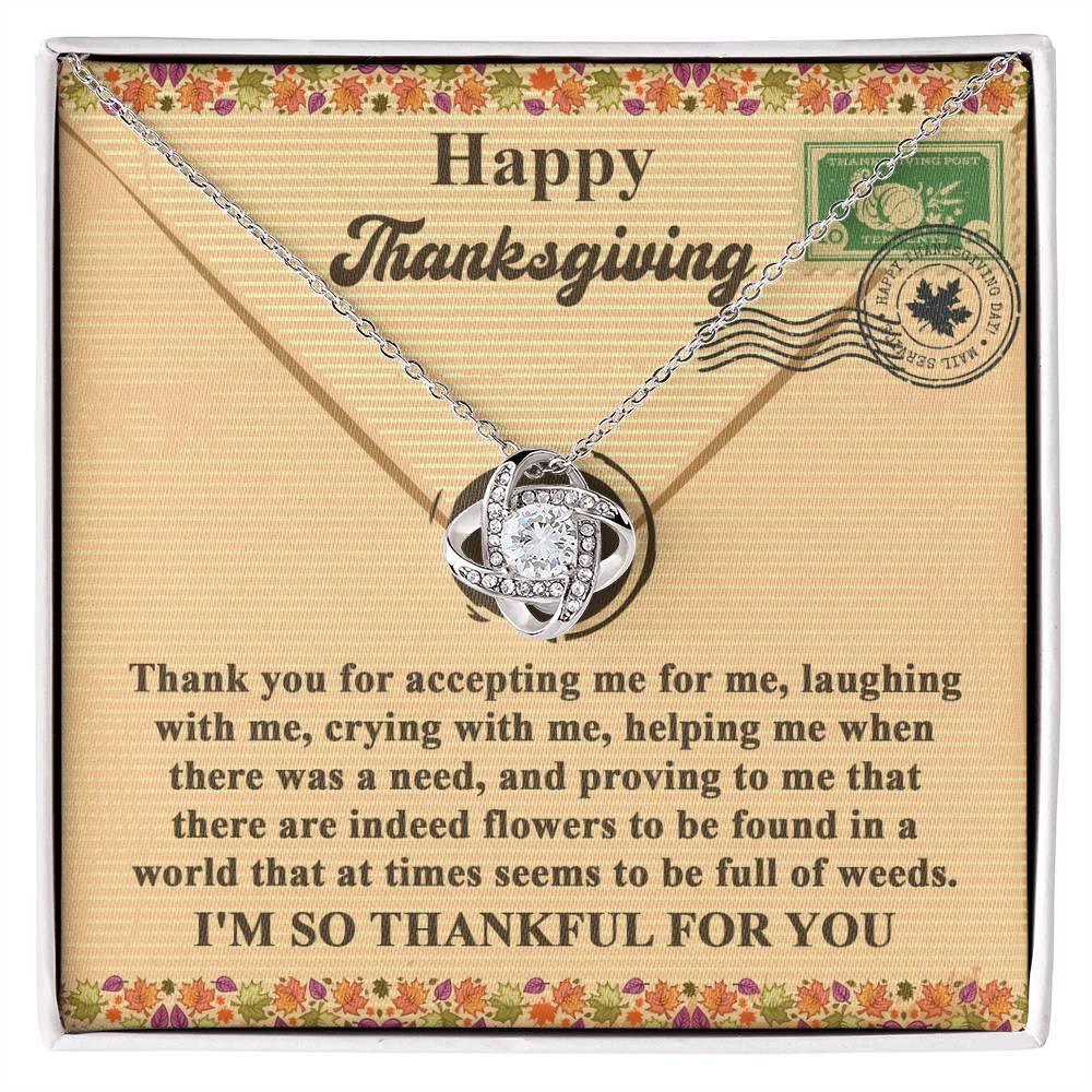 Thanksgiving Gift for Her – “I’m So Thankful for You” Love Knot Necklace with Message Card | Heartfelt Gratitude Gift for Her