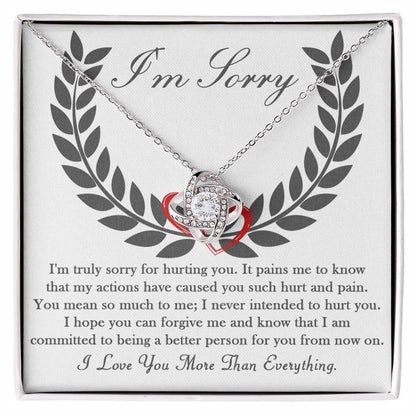 Apology Gift for Girlfriend, Wife, Soulmate - Sorry, From Now On - Love Knot Pendant Necklace - Mallard Moon Gift Shop