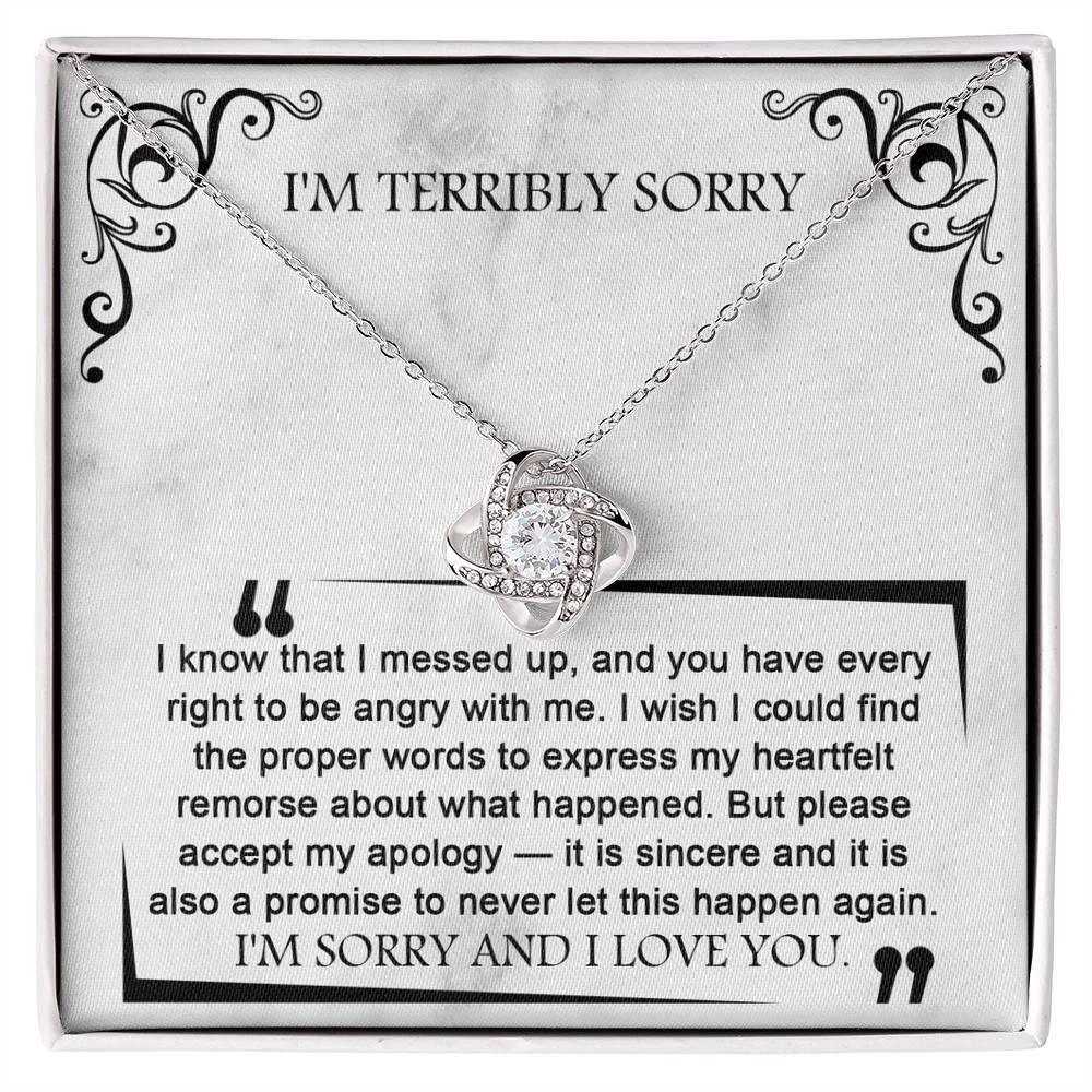 Apology Gift for Girlfriend, Wife, Soulmate - Sorry, Angry With Me - Love Knot Pendant Necklace