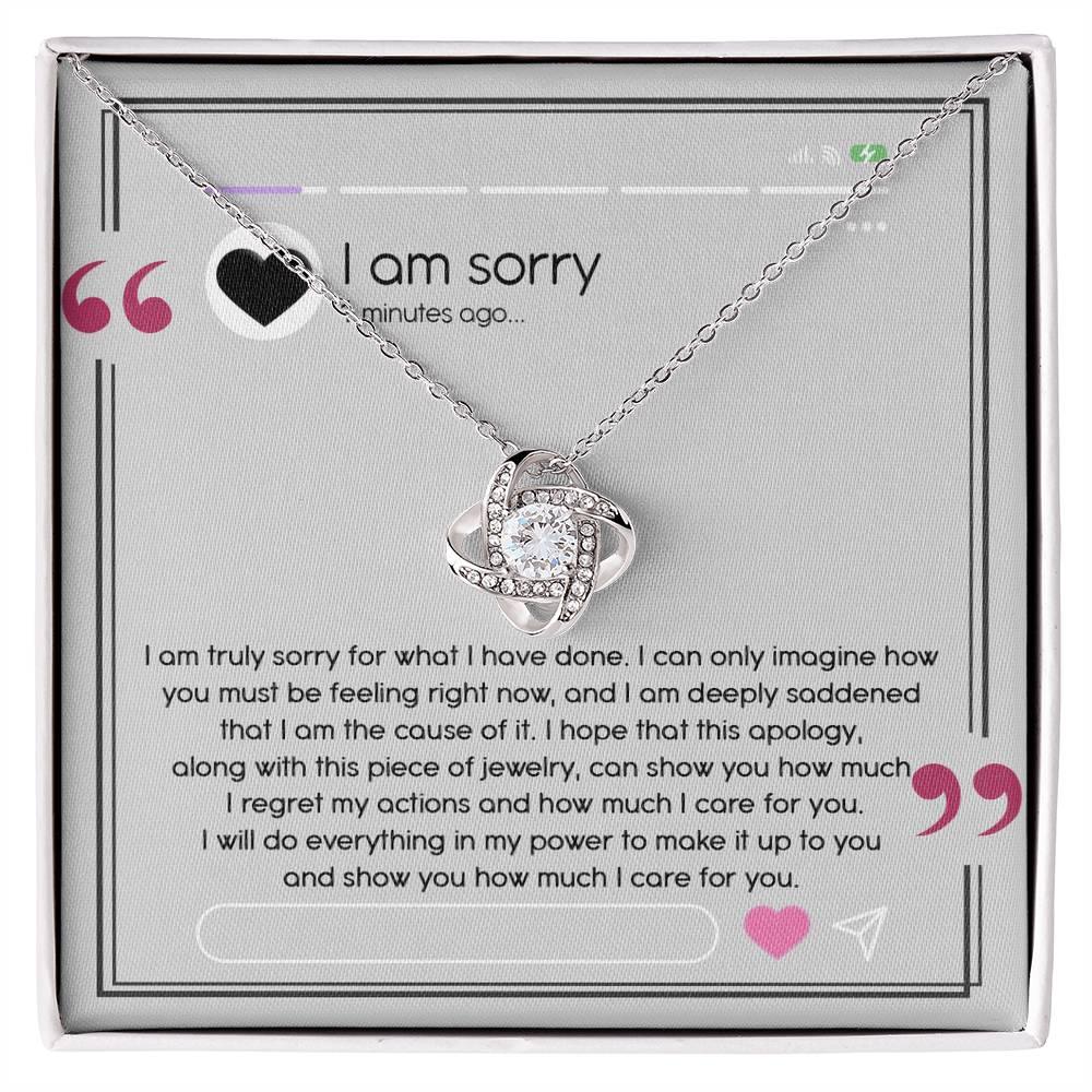 Gift for Girlfriend, Wife - Sorry, I Care For You - Love Knot Pendant Necklace - Mallard Moon Gift Shop