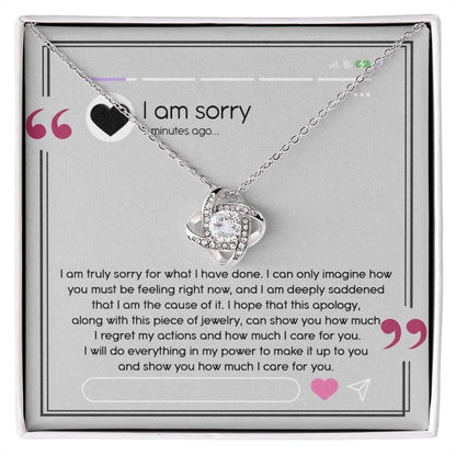 Gift for Girlfriend, Wife - Sorry, I Care For You - Love Knot Pendant Necklace - Mallard Moon Gift Shop